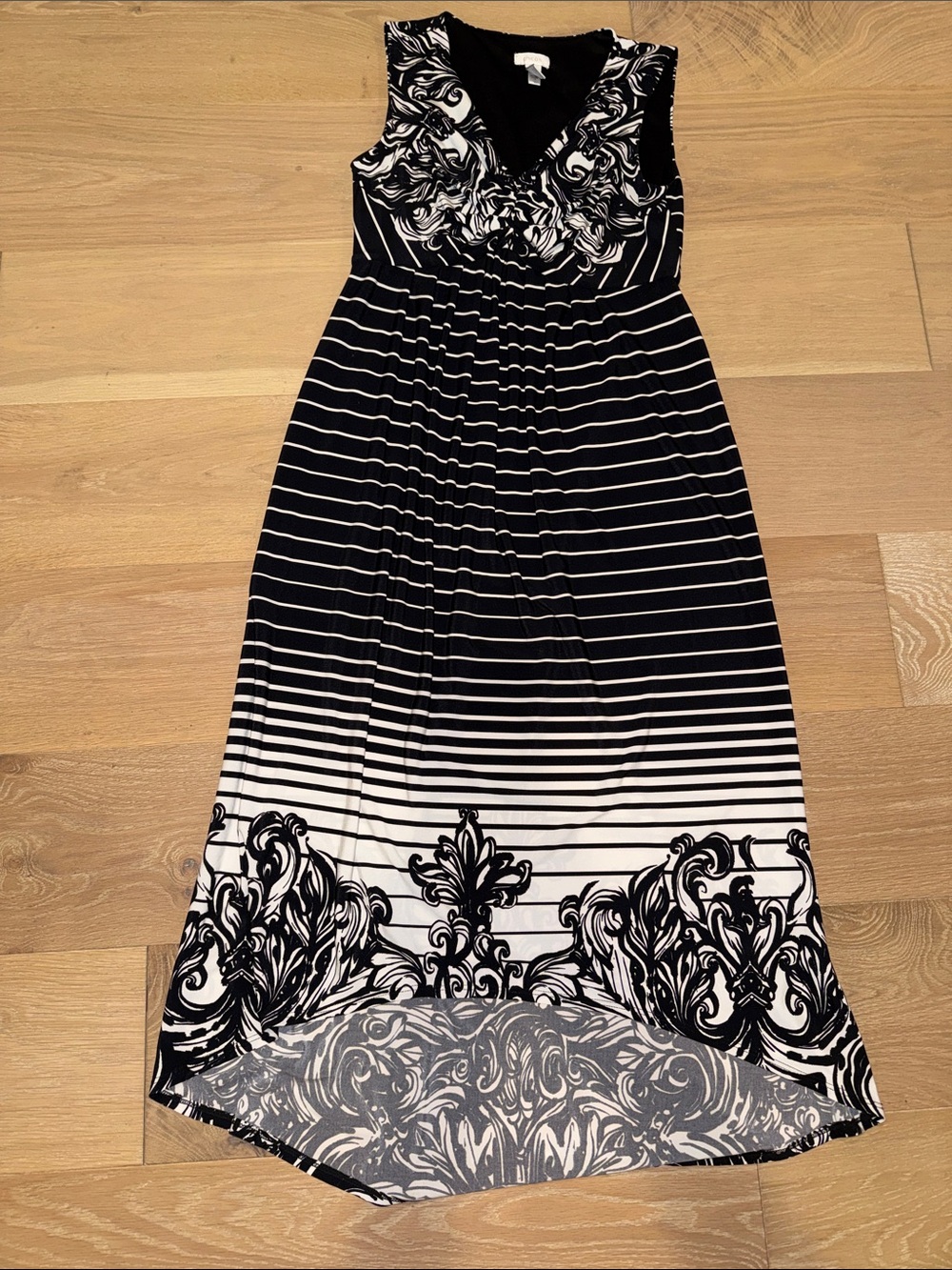 Chico's Black and White High-Low Sleeveless Women’s Maxi Dress size 0